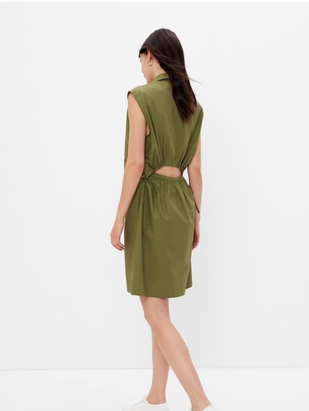 GAP Utility Shirt Dress Short Sleeve / Sleeveless Olive Green Size Small